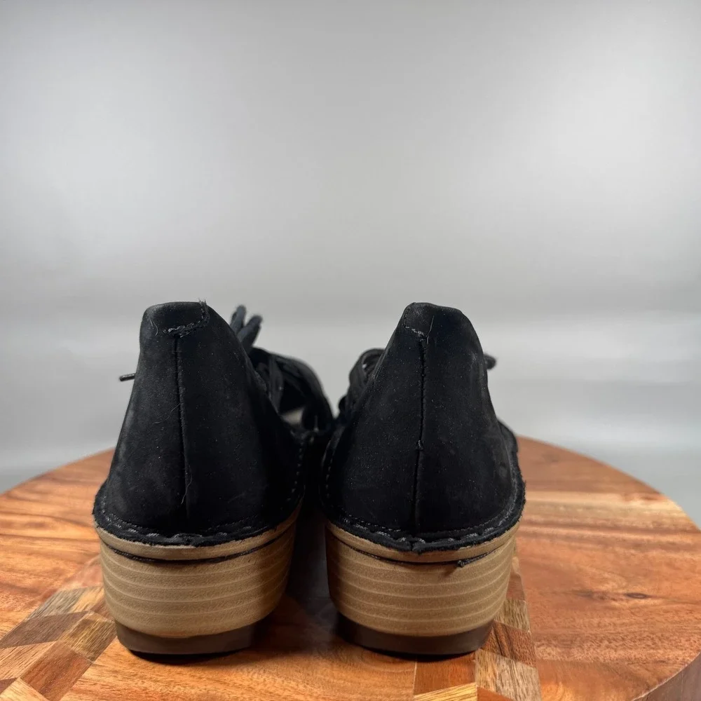 Naot Kirei Black Nubuck Lace Up Strappy Wedge Shoes Womens 40 EU 9 US Israel